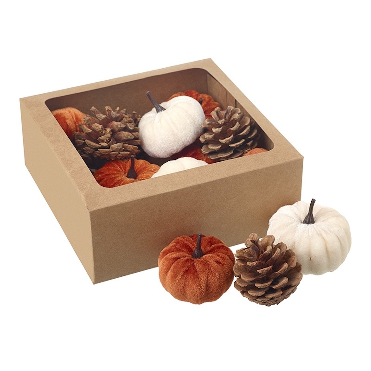 Heaven Sends Velvet Pumpkins and Pinecone Decorations